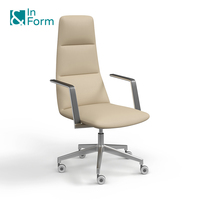 Chaise de bureau de direction de luxe à dossier haut en cuir PU véritable, pivotante, avec accoudoirs à roulettes, anti-usure, pour salle de réunion, bureau, patron, manager, cadre