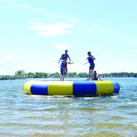 Plateforme de natation gonflable, trampoline aquatique pour lac, trampoline flottant avec échelle en corde pour adultes/enfants