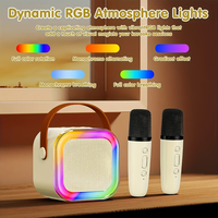 Mini machine de karaoké K12 avec 2 microphones sans fil, portable, lumière RGB, haut-parleur, cadeau, réunions de famille, anniversaires