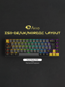 Clavier AKKO OEM Noir & Or 3068B <span class=keywords><strong>Plus</strong></span> ISO RGB, Tri-mode Hot-Swappable (BT5.0/2.4G/USB-C), Design Durable - Product Image 1