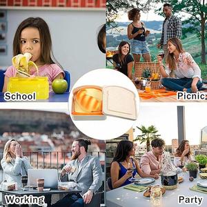 Custom LOGO Reusable Eco Wheat Toast Shaped BPA Free Plastic Lid Sandwich Containers for Lunch <b>Boxes</b> - Product Image 6