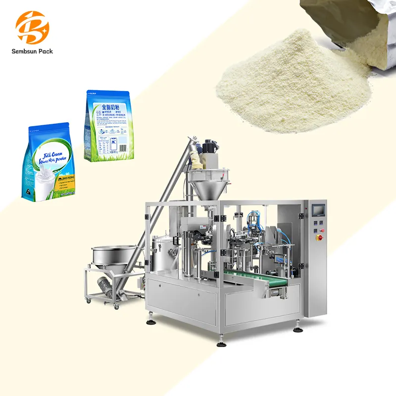 Otomatik Doypack döner hazır çanta dolum sızdırmazlık buğday mısır nişastası un süt tozu paket ambalaj paketleme makinesi