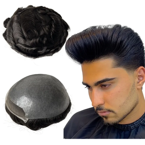 วิกผม toupee ผิวบางพิเศษสำหรับผู้ชายระบบผมเทียมอินเดียเรมีธรรมชาติผมเส้นผมผู้ชายวิกท็อปเปอร์ - Product Image 1