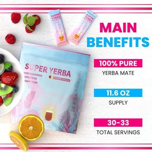 ホットセール中！スーパーヤーバプロバイオティクスインスタントヤーバマテパウダー、集中力と腸内環境サポートのための生健康茶（袋入り） - Product Image 3