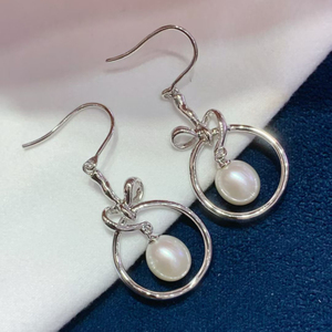 Pendientes de Perlas Naturales de Agua Dulce, Ganchos Circulares de Plata 925, Joyería Sencilla para Mujer, Accesorios al por Mayor - Product Image 6