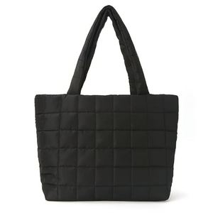 Sac à main matelassé grand format pour femme, couleur unie, sac fourre-tout matelassé, motif géométrique, fermeture à bouton, polyester, personnalisable - Product Image 1