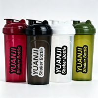 Bouteille shaker en plastique écologique sans BPA, 600 ml, avec logo personnalisé, pour protéines, eau, sport, fitness et gym.