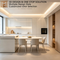 Moderner Luxus-Apartment Küchenschrank aus weißem Massivholz, umweltfreundlich, wasserdicht, mit Soft-Close-Funktion