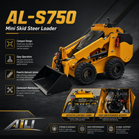 Mini-chargeuse sur pneus S750, chargeuse compacte de 400 kg, moteur Yanmar Kubota pour la construction, l'agriculture et l'aménagement paysager