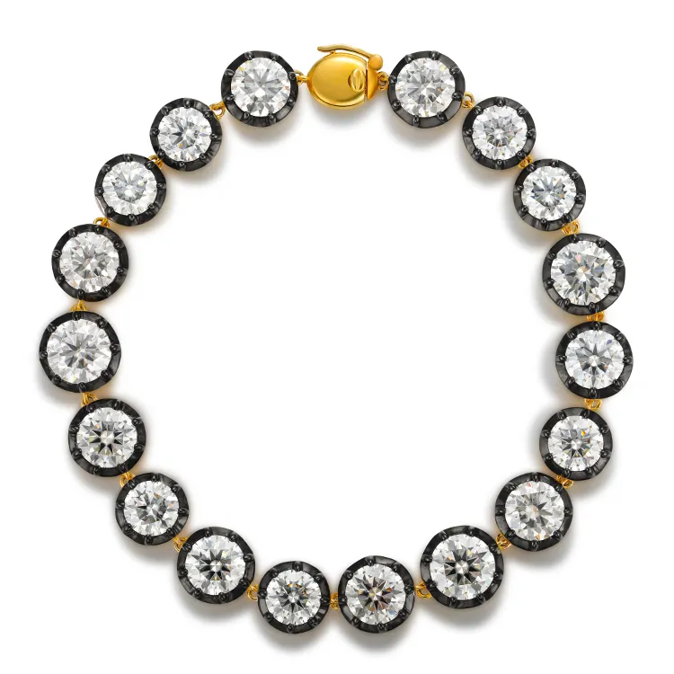 AAA Permata Antik Desain Perak 14 Karat 18K Kuning Emas Hitam Rhodium Moissanite Berlian Manik Rantai Gelang untuk Wanita Perhiasan