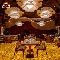 Plafonnier LED Aoyi Lighting en forme de feuille de Ginkgo - Décoration d'ambiance de style oriental pour salle à manger haut de gamme et hôtel de luxe
