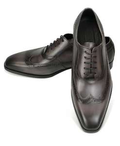 รองเท้าบร็อกส์ทรงทางการสำหรับผู้ชาย หัวแหลม รองเท้าอ็อกซ์ฟอร์ดสำหรับใส่ทำงาน นุ่มสบาย สไตล์ลำลอง สีเทาสำหรับงานแต่งงาน รองเท้าหนังคุณภาพสูง - Product Image 2