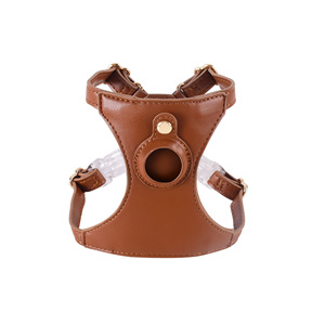 Custom Dog <strong>Harness</strong> Leather Luxury Adjustable Pu Leather Pet <strong>Harness</strong> With Airtag Holder for Dogs <strong>Cats</strong> - Product Image 5