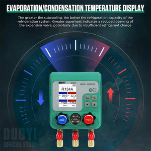 Manómetro <span class=keywords><strong>Digital</strong></span> de Refrigeración DUOYI DY523, Medidor de Vacío y Probador de Colectores <span class=keywords><strong>para</strong></span> Herramientas de HVAC y Aire Acondicionado - Product Image 5