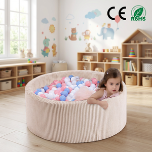 <span class=keywords><strong>Piscine</strong></span> à balles ronde pour enfants en tissu de velours côtelé doux, aire de jeux sensorielle intérieure pour tout-petits et nourrissons - Product Image 1