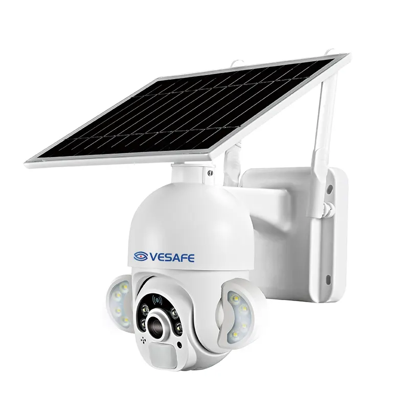 VESAFE 2K Outdoor 4G Solar PTZ Panel Battery Power Camera Floodlight Wifi Wireless Network Cameras