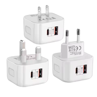 Venta caliente tipo C 20W USB A + C enchufe de cargador rápido para adaptador de cargador de teléfono Reino Unido UE EE. UU. PD QC3.0 cargador de pared USB