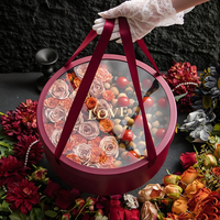 Boîte Cadeau Ronde en Carton avec Fenêtre Transparente en PET et Poignée en Ruban, Grande Boîte Cylindrique en Papier pour Fleurs et Bonbons, Grand Coffret Cadeau en Carton