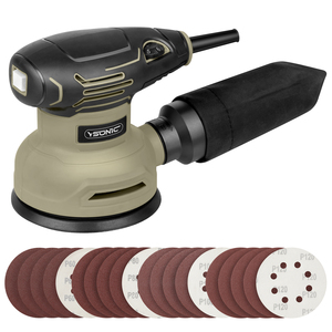 Lijadora Orbital Industrial/Profesional de 5 Pulgadas con Accesorio de Gancho y Bucle, 1200W, Velocidades Variables Eléctricas para Lijado de Madera - Product Image 1