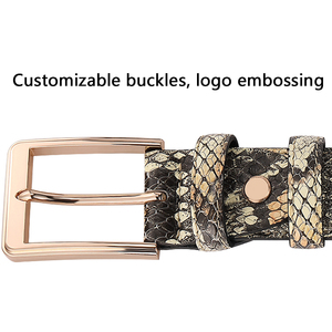 Cinturón de Cuero Genuino con Patrón de Serpiente para Hombre, Hebilla Metálica Vintage, Estilo Casual y Formal - Product Image 4