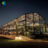 Carpa de Lujo con Techo Transparente para Bodas, Banquetes y Fiestas, Estructura de Marco Negro con Cubierta de PVC Transparente, Aluminio para Uso en Exteriores