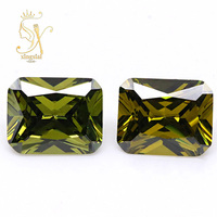 Pierres synthétiques CZ 5A, taille octogonale princesse, pierres CZ en vrac couleur Olive/Péridot/D-Péridot