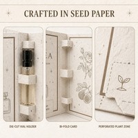 Carte d'échantillons de papier semence avec support pour flacon et carte de remerciement, kit de Noël imprimé personnalisé et plantable