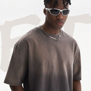 Vente en gros d'été à manches courtes décoloration recadrée unisexe lavage en détresse t-shirt Streetwear décontracté t-shirt pour hommes - Product Image 6