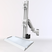 Meisonic T8-GA02KB-SPA Nouveau bras de moniteur double écran à ressort à gaz, support mural industriel pour ordinateur, VESA, aluminium robuste