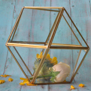 <> שחור קוביית בצורת זכוכית חממה גיאומטרי תליית זכוכית צמחים בשרניים <> גיאומטרי זכוכית מגוון terrariums - Product Image 5