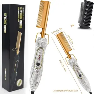 high quality Wish HOT Afro African hot comb High Heat Press Comb, Professional Mini Hair Straightener Pressing Electric Hot Comb