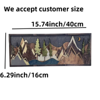 Décoration murale en bois faite à la main, paysage abstrait de forêt, montagne, coucher de soleil, clair de lune, paysage naturel, art mural moderne pour la maison