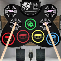 Bass Cymba Instrument de musique Kit de batterie enroulable en silicone Pad de batterie électronique avec haut-parleur Interface USB
