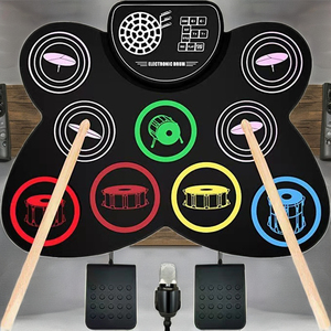 Bass cymba nhạc cụ Silicone tay cuộn lên trống Kit Trống điện tử pad với Loa giao diện USB - Product Image 2