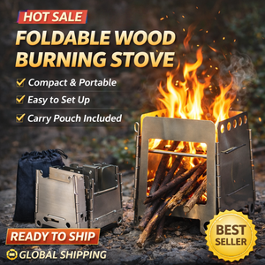 Paslanmaz Çelik Taşınabilir Kamp Odun Sobası Açık Hava Yemek Pişirme, Yürüyüş ve Hayatta Kalma İçin - Product Image 1