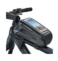 Sac de cadre de vélo étanche - [Fermeture éclair rapide] Sac de téléphone pour vélo avec capacité de 1,6 L, sac de tube supérieur de vélo, support de téléphone pour vélo