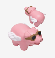 Porte-clés anti-stress personnalisé en forme de cochon volant, idéal pour les événements promotionnels sur le thème de l'aviation