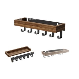 Wooden Key Rack Wall Mounted Entryway Storage <b>Shelf</b> Multi Functional Rectangle Shape With <b>Hooks</b> For Home Organization - Product Image 2