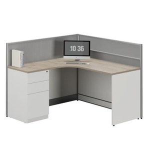 محطة عمل للمكتب 4 في 1 4 أشخاص ، مكاتب لتصميم حجيرة طاولة الغرفة مع أدراج - Product Image 5