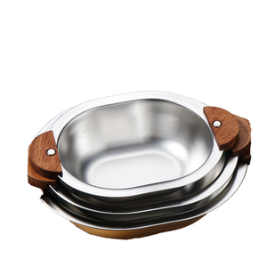 Kid <b>Cute</b> Polished 304 Stainless Steel Durable Mixing Bowl with Wooden Handle for Party Fruit Salad Soup Rice Noodle Ramen - Product Image 1