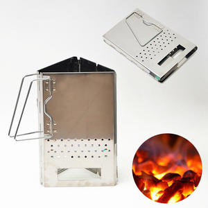 Réchaud triangulaire en acier inoxydable 19x19x30cm, barbecue pliable portable pour le camping, la pêche et le chauffage - Product Image 4