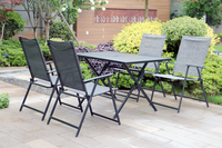 Table à manger et chaises pliantes en acier au Design moderne, meubles de jardin