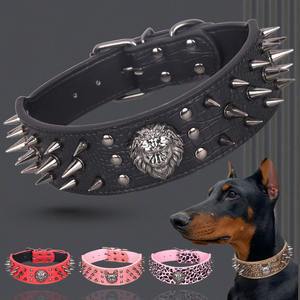Fournitures pour animaux de compagnie PU cuir Punk Rivet à pointes collier de chien Anti-morsure colliers pour animaux de compagnie pour chiens de taille moyenne chiens bouledogues français - Product Image 1