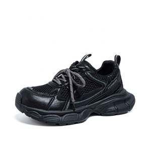Chaussures de <span class=keywords><strong>papa</strong></span>, chaussures de sport pour femmes, couleurs mélangées, mode rétro, semelle épaisse, sangle augmentant la taille, coupe basse, noir gris - Product Image 6