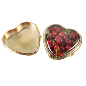 Bán buôn Vàng rõ ràng hình trái tim cấp thực phẩm nhựa dâu tây sô cô la Kẹo Trái Cây tráng miệng bánh lưu trữ bao bì hộp với nắp - Product Image 1