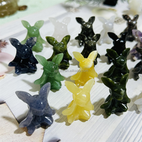 Figurine mini-gemme sculptée en matériaux mixtes Glaceon Eevee Pokémon pour collection de fans d'anime, décoration de bureau en cristal