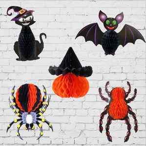 Honeycomb Ball Decoration New Halloween Honeycomb Ball Hanging Decoration Halloween Party Shopping Mall Window Honeycomb Ball Decoration