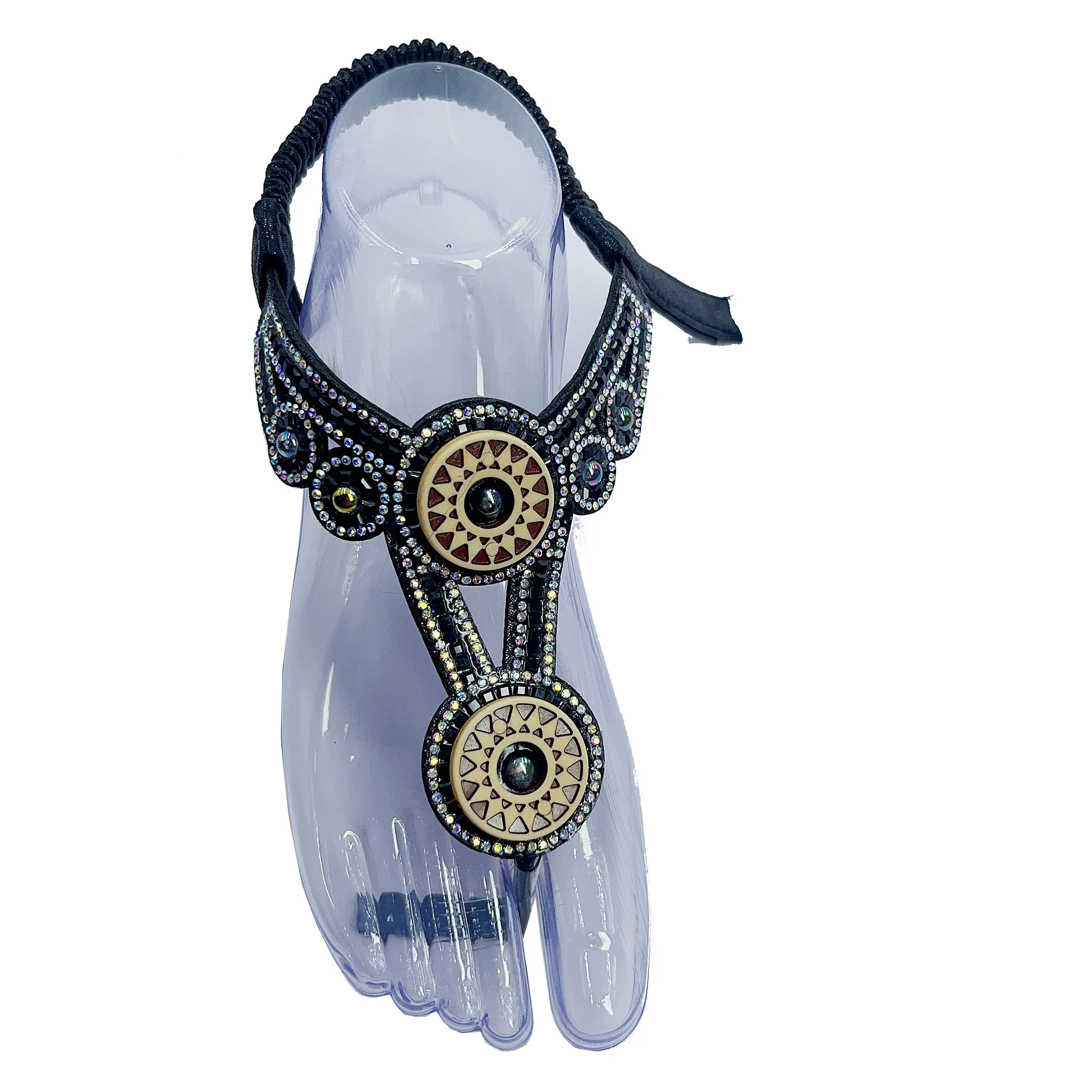 AB color strass Semi-finito fatto a mano con design a diamante scarpe tomaia in materiale PU fiore come sandalo da donna superiore