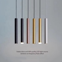 Lustre LED industriel nordique pour restaurant Tube en aluminium ultra-mince petite lampe suspendue forme longue