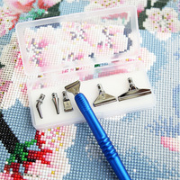 Songwoo 6 embouts interchangeables pour stylo de peinture diamant avec boîte de rangement, ensemble de stylos multi-pointes en métal pour peinture diamant, outil de bricolage pour la peinture diamant